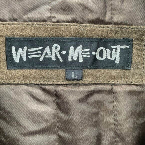 Wear Me Out Suede Bomber Jacket Men Large Brown Grandpa Academia Moto Streetwear - Picture 4 of 12